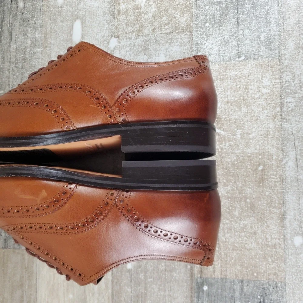 Cole Haan Wingtip Brogue Oxford Shoes Sz 9.5 Brown‎ Lace Up Low Top Almond Toe